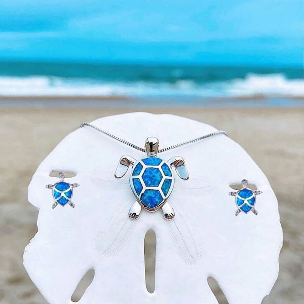 Parure de bijoux tortue de mer opale