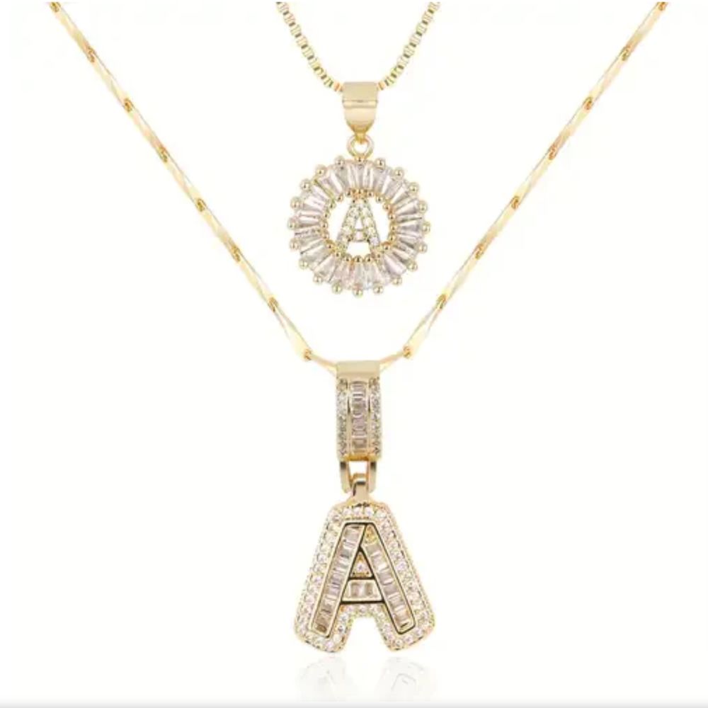 Ensemble collier à initiales pavées