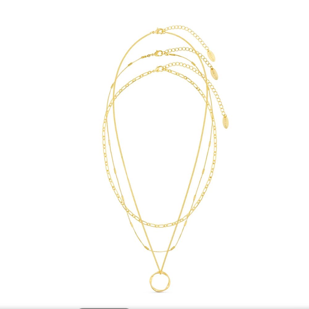 Open Circle Three Row Necklace