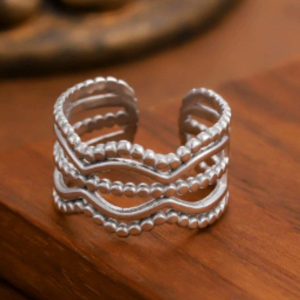 Bague vintage en zircone superposée
