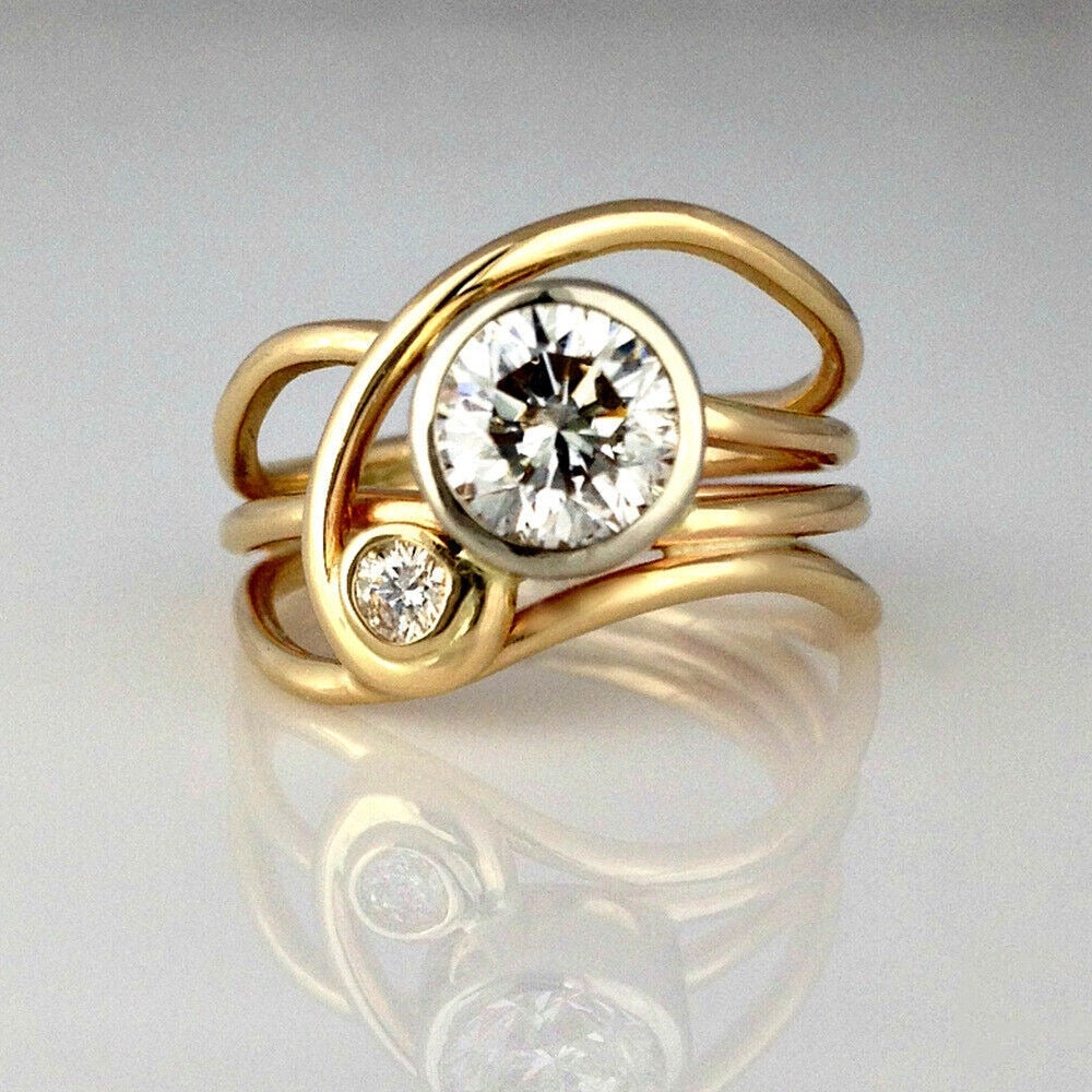 Bague Vague Spirale Zirconium Vintage